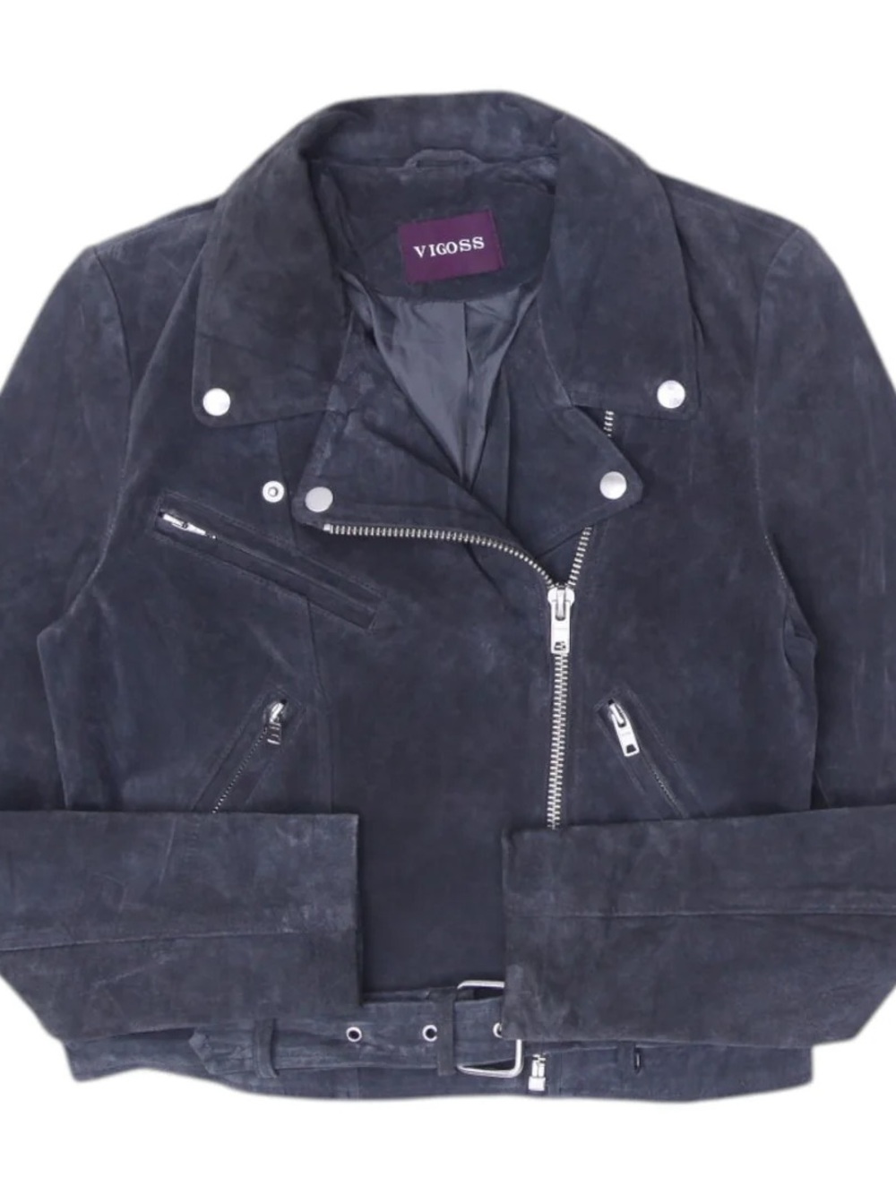 Vigoss Charcoal Suede Biker Jacket with Belt